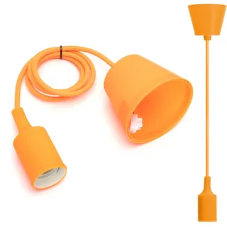 Aigostar E27 Lampenfassung,Pendelleuchte Hängelampe Esstisch Höhenverstellbar,Lampenaufhängung E27 mit 1m Kabel,Pendelleuchte mit Deckenhalterung,Kinderlampe,DIY Dekorative Beleuchtung,Orange