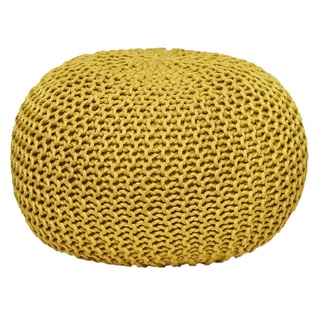 kreatives Wohnen Pouf Sitzpouf Strickhocker Strickpuff Ø 55 cm Innen & Außen waschbar Brillante Farben! gelb - Freesia Premium