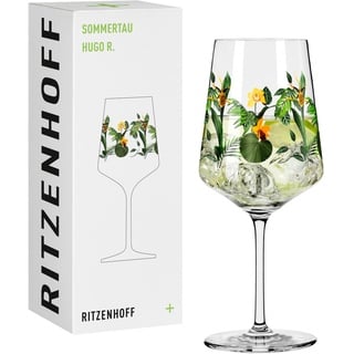 RITZENHOFF 2931016 Hugo-Glas 500 ml - Aperitif-Glas - Serie Sommertau - Motiv 16 mit Orchidee bunt - Made in Germany, Orange, Grün, Gelb