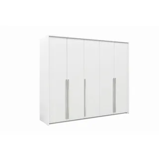 Kleiderschrank GENUA 255 cm, 5-türig, Drehtürenschrank, Schrank (Weiss) - Weiß