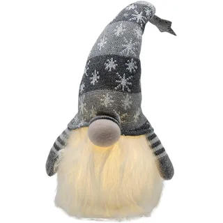 Bambelaa! Weihnachtswichtel Figuren LED Wichtel Deko Figur Beleuchtet Trolle Stehend Weihnachtsdeko Amerikanisch Weihnachten Dekoration Winterliche Tisch Innen Batteriebetrieben (Grau, 41 cm)
