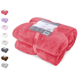 DecoKing Kuscheldecke 220x240 cm rot Decke Microfaser Tagesdecke Fleece weich sanft kuschelig red Mic