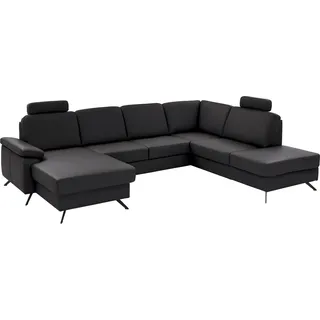 die planbar Wohnlandschaft Leder U-Form schwarz
