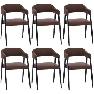 Mendler 6er-Set Esszimmerstuhl HWC-P29, Küchenstuhl Lehnstuhl Polsterstuhl, Industrial Retro Vintage Kunstleder ~ rostrot