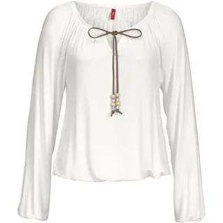 s.Oliver Strandshirt mit Bindeband am Ausschnitt, lockere Passform, Boho-Style, beige