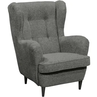 Mid.you Ohrensessel , Grau , Textil , Buche , massiv , 78x102x98 cm , Wohnzimmer, Sessel, Ohrensessel