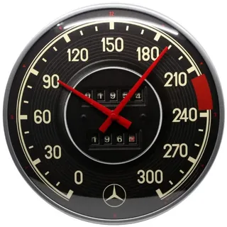 Nostalgic Art Nostalgic-Art Wanduhr, Schwarz, Metall, Rund, 31x31x5 cm, Mercedes-Benz – Geschenk-Idee für Mercedes-Benz Accessoires Fans, Original Lizenzprodukt (OLP), Große Küchenuhr, Vintage Design