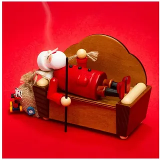 SIKORA schlafendes Holz Räuchermännchen auf dem Sofa - 3 Modelle - RM-A-Sofa, Räuchermännchen Motiv:A01 Weihnachtsmann auf dem Sofa