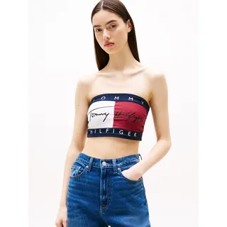 Bandeau-BH "Iconic Aliyah RnB BANDEAU Colorblock", Damen, Gr. S (36), N-Gr, blau (schwarz night navy), Jersey, Obermaterial: 90% Baumwolle, 10% Elasthan, TOMMY HILFIGER UNDERWEAR, körpernah, BHs Bandeau-BH, casual, körpernah, Baumwollmix