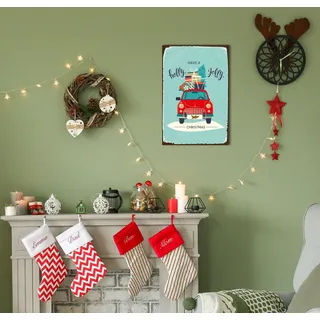 Metallbild QUEENCE "Holly Jolly", rot (farbe bild(er): rot), B:20cm H:30cm, Metall, Stahl, Bilder, Metallbild, Stahlschilder