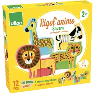 Tiere Der Dschungel- Cabrio Magnetische aus Holz Rigol ' Animo - Vilac 7703