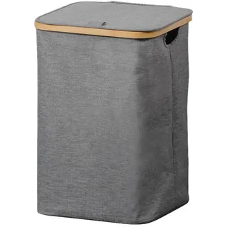 KESPER | Wäschesammler, Material: Polyester, Bambus, Maße: B: 33 x T: 33 x H: 50 cm, Farbe: Grau | 19599