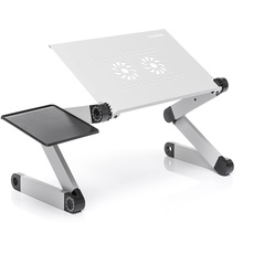 Bild - Einstellbarer Laptop-Tisch, Aluminium, Flexibel, Multiposition, Multifunktion, mit Lüftungsöffnungen und Zusätzliche Ablage für die Maus, 360 Grad drehbar, Silber