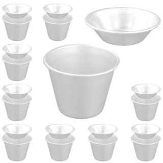 SINJEUN 20 Stück Puddingform Aluminium, Puddingförmchen Alu Klein, 7,3 x 6cm und 7,2 x 2,2cm Formen Backförmchen Aluminium Muffinformen Mini Puddingbecken für Pudding, Muffins und Desserts