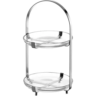Etagere LEONARDO "CUCINA, 2 stufig - Höhe 32 cm", silber (silberfarben, transparent), H:32cm Ø:18,6cm, Glas, Metall, Servierplatten, Etagere, Servieretagere mehrstöckig, zum Servieren und Präsentieren