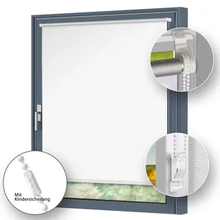 Verdunkelungsrollo Klemmrollo Klemmfix Verdunklungsrollo Fenster ohne Bohren 65x150cm - Weiß