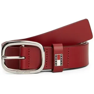 Tommy Hilfiger Tommy Jeans Ledergürtel TJW OVAL 3.0 cm breit Ovale Einfachdornschließe und Logo am Verschluss rot 75