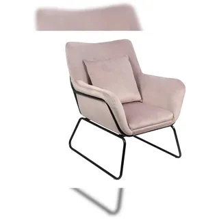 SalesFever Relaxsessel Iseo Samt 68 x 82 x 75 cm Rosa/Schwarz mit Rückenkissen