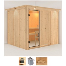 Bild von Sauna »Gitte«, (Set), 9-kW-Ofen mit integrierter Steuerung beige