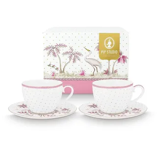 Pip Studio Jolie Dots Gold Pink Tasse mit Untertasse 280ml Set2