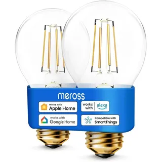 meross Glühbirne E27 Smart Edison Vintage Funktioniert mit Apple HomeKit, Alexa, Mehrfarbig & Dimmbar, LED Lampe Kompatibel mit Google Home und SmartThings, 2 St