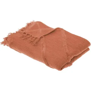 Atmosphera Createur d ́interieur Tagesdecke Inca 180/130 cm , Orange , Naturmaterialen , Rechteckig , 130x180 cm , Heimtextilien, Bettwäsche & Leintücher, Tagesdecken
