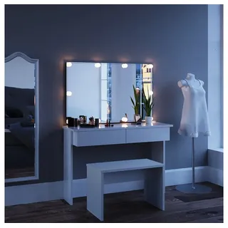 Vicco Azur Weiß 120 cm mit LED Beleuchtung und Bank, Model 28592