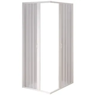 DUSCHKABINE DUSCHWAND ECKDUSCHE PVC WEISS 80x80 H 185 ZENTRALE ӦFFNUNG