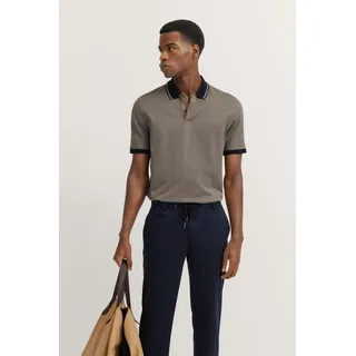 Poloshirt BUGATTI, Herren, Gr. L, 60, taupe, 100% Baumwolle, unifarben, normal, ohne Ausschnitt, Rippbündchen, Shirts Poloshirt, aus Baumwolle
