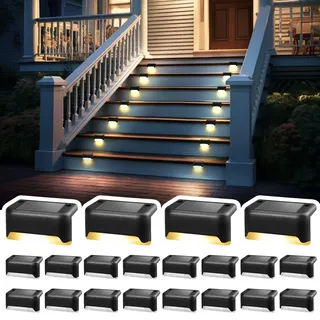 Solpex Solarleuchten für außen, 20 Stück Schwarz Solarleuchte Garten, Treppenlicht, wasserdicht, LED Beleuchtung für Außentreppe, Stufen, Zaun, Hof, Terrasse, Dachrinne, Weg, Dekoration, (Warmweiß)