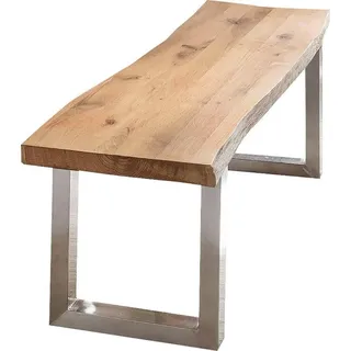Home Affaire Bank HOME AFFAIRE "Tristan", beige (natur, silber), B:180cm H:45cm T:38cm, Sitzbänke, aus Massivholz Eiche