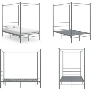 vidaXL Himmelbett Grau Metall 120x200 cm - Bettrahmen - Metall-Bettrahmen - Bett - Betten - Grau