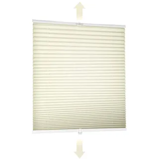 Sekey Plissee ohne Bohren, Fenster Plissee Klemmfix Jalousie 75 cm breit, Verspannt Lichtdurchlässig Sonnenschutz Fensterollo, 75 x 210 cm, Beige