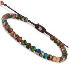 BENAVA Damen Yoga Armband Jaspis Edelstein Perlen mit Infinity Perlen Bunt | Edelstein Armband Meditation | 16-24 cm