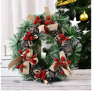 BuerHomie Weihnachtskranz 30 cm deko für Tür Haustür Tisch türkränze Weihnachten außen groß künstlicher türkranz aussen deko tür außen haustür Kranz wandkranz Weihnachts adventskranz rot