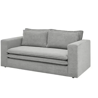 furn.design Sofa in Cord, Couch Wohnzimmer, Einzelsofa 2-Sitzer 180 cm grau