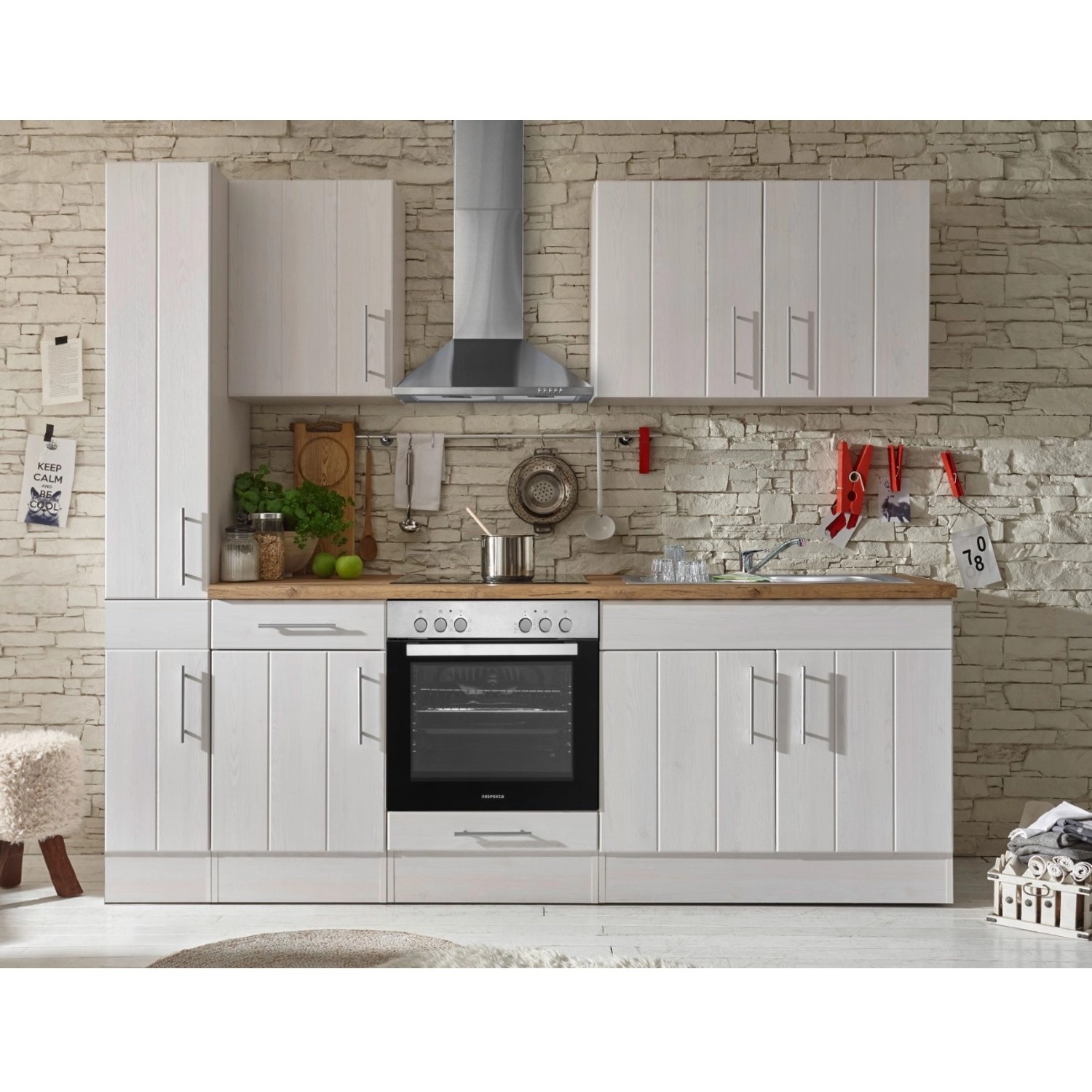 Bild von Küchenzeile Premium Landhaus 240 cm E-Geräte