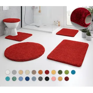 KLEINE WOLKE Badematte »RELAX« Höhe 30 mm rutschhemmend beschichtet fußbodenheizungsgeeignet Badteppich, Uni Farben, rechteckig, rund & als Set erhältlich, rot