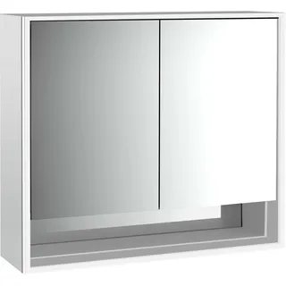 emco loft Lichtspiegelschrank mit Unterfach, 800mm, 2 Türen, Aufputzmodell, aluminium/spiegel, 979805206, Ausführung: 2 Türen