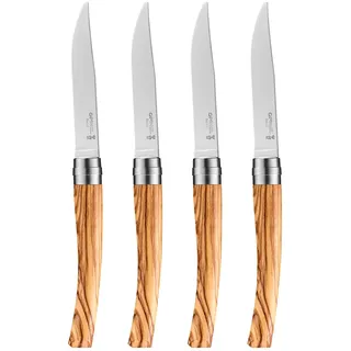 Opinel Table Chic Messer Set aus Olivenholz in der Farbe Braun, enthält 4 Messer, Klingenlänge: 10 cm, 254629, Holz