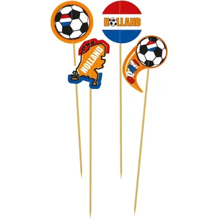 Folat 31088 Spieße Holland 10 cm-8 Stück Fußball Weltmeisterschaft, Mehrfarbig