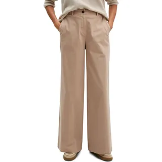 Stoffhose MARC O'POLO "MARGO WIDE", Damen, Gr. 38, N-Gr, beige (earthy taupe), Web, Obermaterial: 96% Baumwolle, 4% Elasthan, weit lang, Hosen Stoffhose, aus Organic Cotton-Satin-Stretch