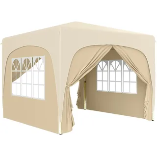 Outsunny Pavillon 3x3m , Metall , 300x273x300 cm , Sonnenschutz, Pavillons
