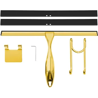 TOOVEM 12 Zoll Duschabzieher für Glastüren für Fenster Badezimmer Auto Windschutzscheibe Dusche Reinigungswerkzeuge mit S Haken Quadrat Klebehaken 2 Stück Ersetzen Sie den Gummistreifen