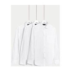 Mens M&S Collection 3pk Regular Fit Easy Iron Long Sleeve Shirts - White, White - 20