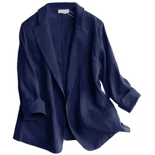 IDEALSANXUN Damen-Leinenblazer mit 3/4-Ärmeln, leichter Blazer für Frühling und Sommer