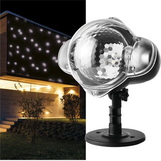 EMOS Schneefall LED Projektor,weiß,fliegender Schnee,effektvolle Wandbeleuchtung,Fassaden-,Wand- und Mauer-Projektion,IP44,Weihnachtsbeleuchtung für Außen & Innen,3m Kabel, Schwarz, DCPC03