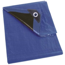 Bild von Abdeckplane, besonders strapazierfähig, 26 Ösen, verstärkte Ecken, rechteckig, Blau/Schwarz, 140 g/m2, 5 x 8 m