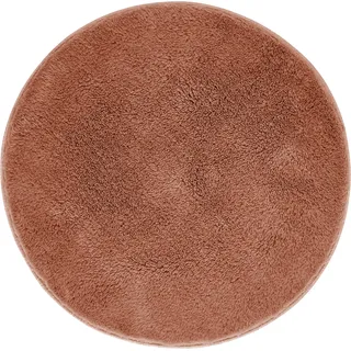 Andiamo Badematte rutschfest Florida - Badezimmerteppich weich und flauschig - Badteppich rutschfest waschbar Duschvorleger Badvorleger für Badezimmer 60 cm rund rostrot