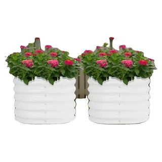 Hochbeet, Aluminium-Zink-beschichteter Stahl, 60*60*43 cm, freistehend, runde Form, 2 Stück